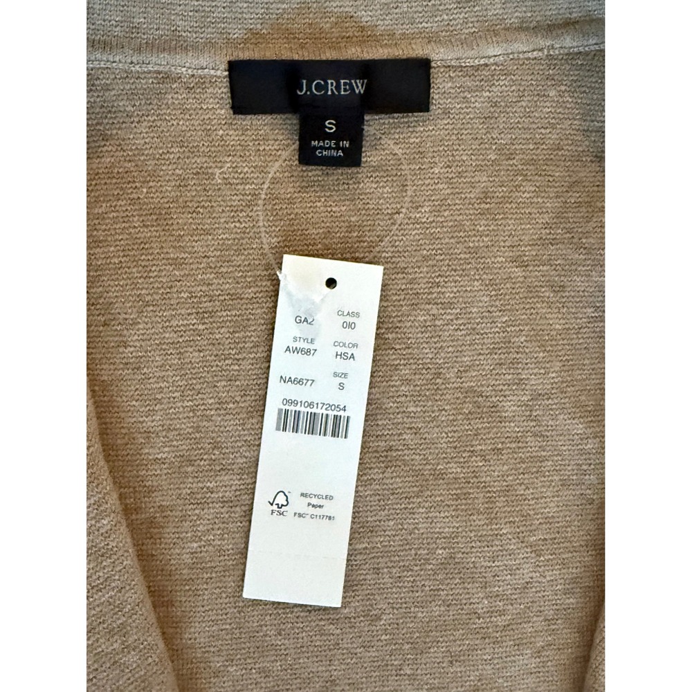 J.Crew Women Sweater Blazer Sand Beige Gold Crest Button Size Small NWT - Picture 7 of 7